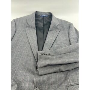 Paul Fredrick Suit Gray Plaid 100% Wool Two-Piece Blazer 43R Jacket‎ 38 Pants